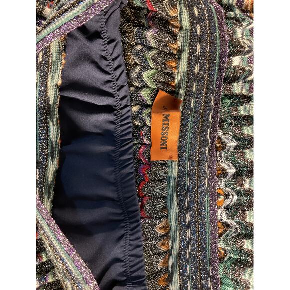 Missoni Metallic Green Chevron Knit Mini Skirt Size IT 42 / US 6 - Picture 5 of 6